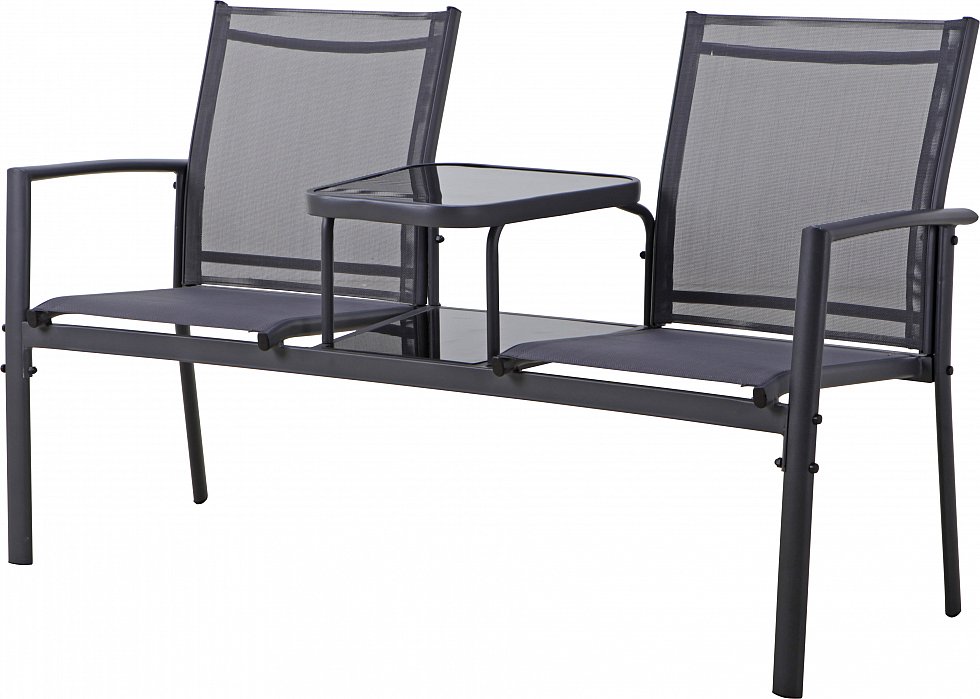 Gartenbank Sitzbank Gartenmöbel Metallbank Bank Parkbank + Glastisch