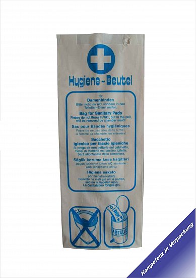 1000 Hygienebeutel Faltenbeutel 11x6x28cm weiß Cellulose