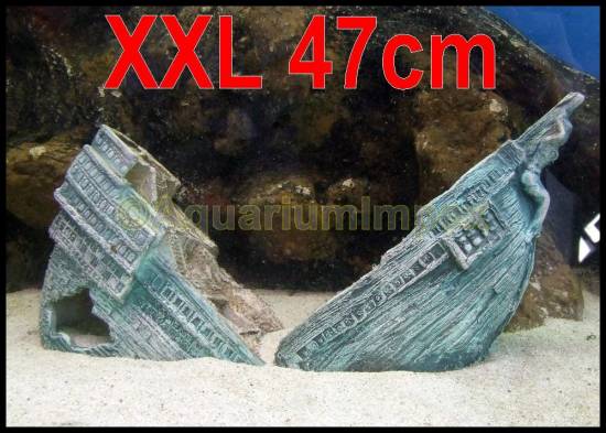 Aquarium Deko versunkenes Schiffswrack 2 tlg. XXL 47 cm KS401/134 