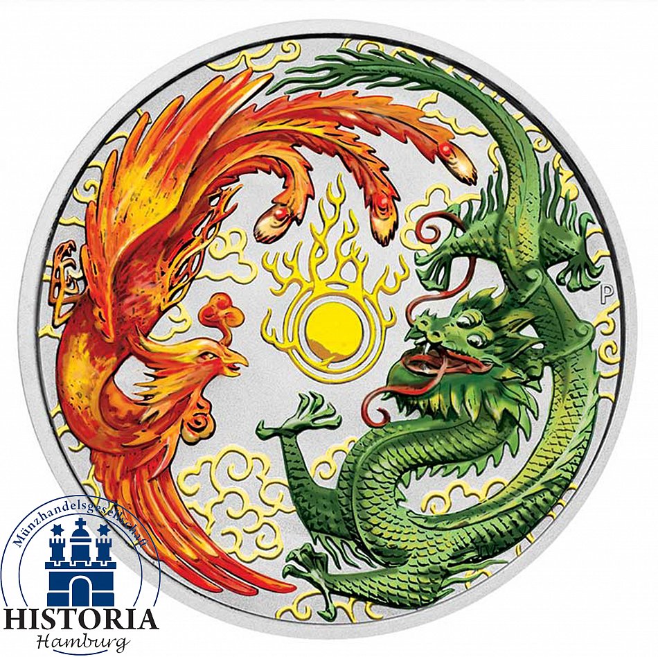 2017 Australia 1 oz Silver Dragon & Phoenix 1 Dollar Silver Coin ...