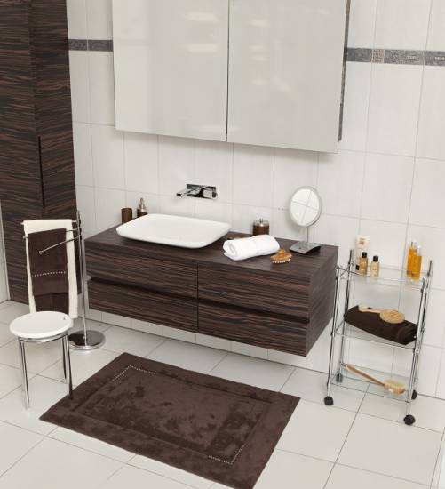 Badematte Badteppich Badgarnitur Badematten Yvonne 60x100cm braun mit