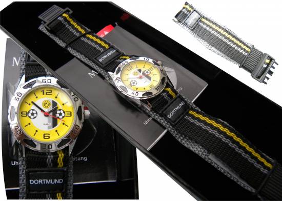 WOW Tolle BVB Uhr Kinderuhr Borussia Dortmund Nylonarmband Weihnachten