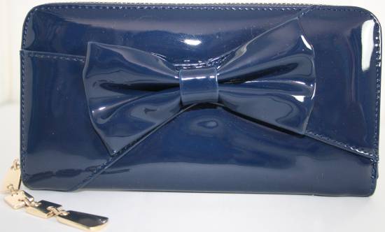 Damen Portmonai Portemonnaie Handtasche Geldbörse Tasche Blau Lack