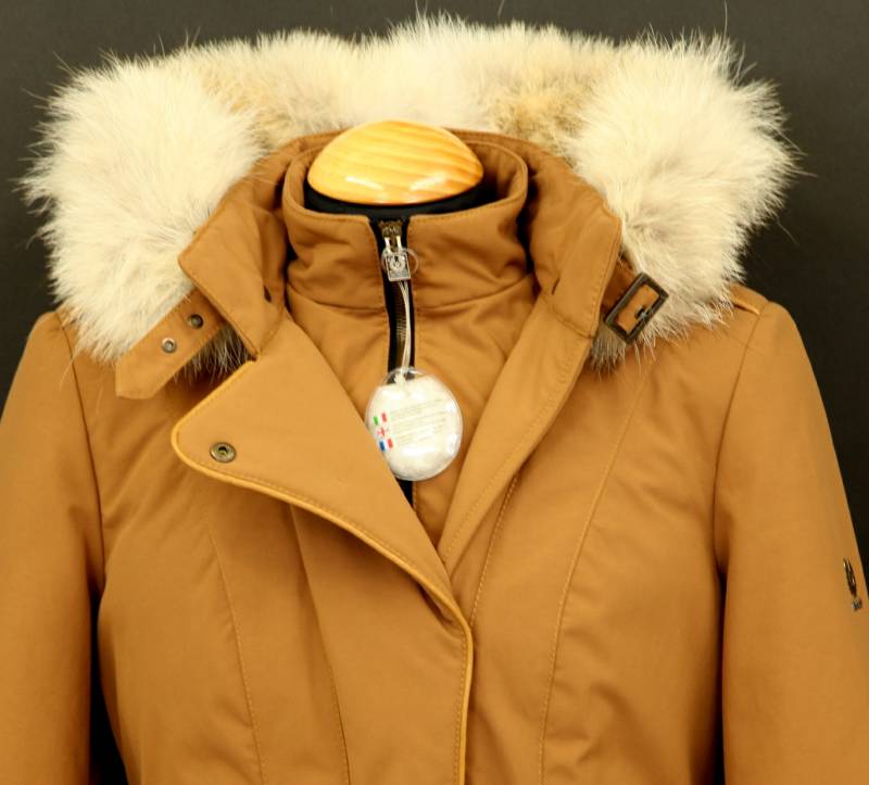 Belstaff Damen Winter Jacke Mantel Teflon Gr 36 mit Fell Doppelfutter