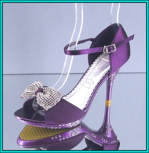 Gr.38 Abendschuhe lila, Satin, Party Schuhe, Show Schuhe, Strass 