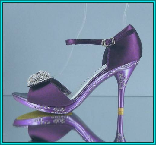 Gr.38 Abendschuhe lila, Satin, Party Schuhe, Show Schuhe, Strass 