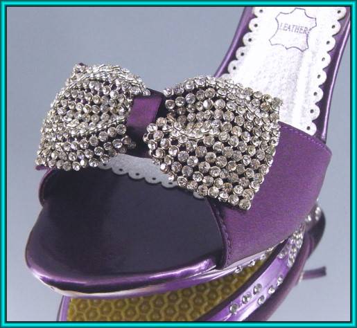 Gr.38 Abendschuhe lila, Satin, Party Schuhe, Show Schuhe, Strass 