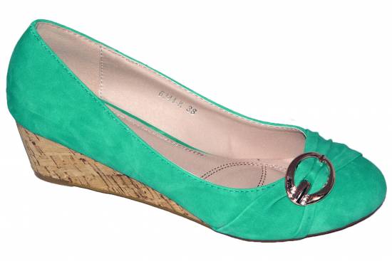 Bequeme Damen Pumps Keilabsatz Wedges türkis Gr.39 6344 K