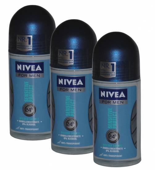 NIVEA for men SENSITIVE PROTECT Deo Roll On, 3 x 50ml (100ml = 5,58