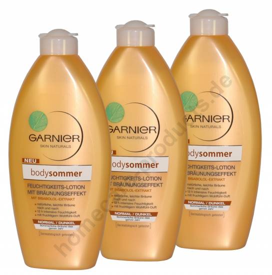 Garnier bodysommer Feuchtigkeitslotion mit Bräunungseffekt, 3x400ml