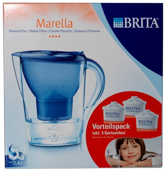 BRITA MARELLA Cool Wasserfiltersystem 2,4ltr. BLAU, inkl. 3 x Maxtra