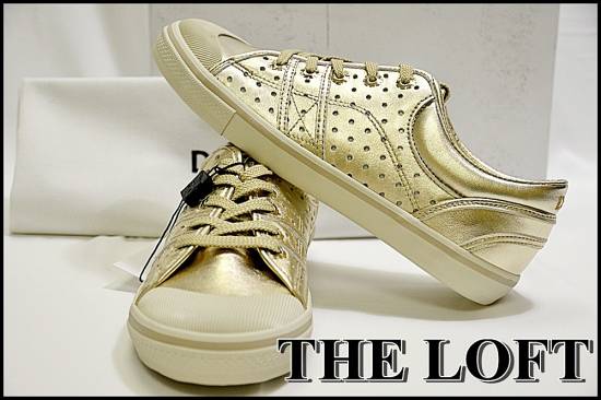 DOLCE & GABBANA LEATHER SNEAKERS D&G SIZE 36 GOLD  